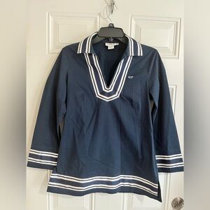 Vineyard Vines Tunic Shirt Navy Blue Preppy Nautical Top Beach Classic Women’s 4